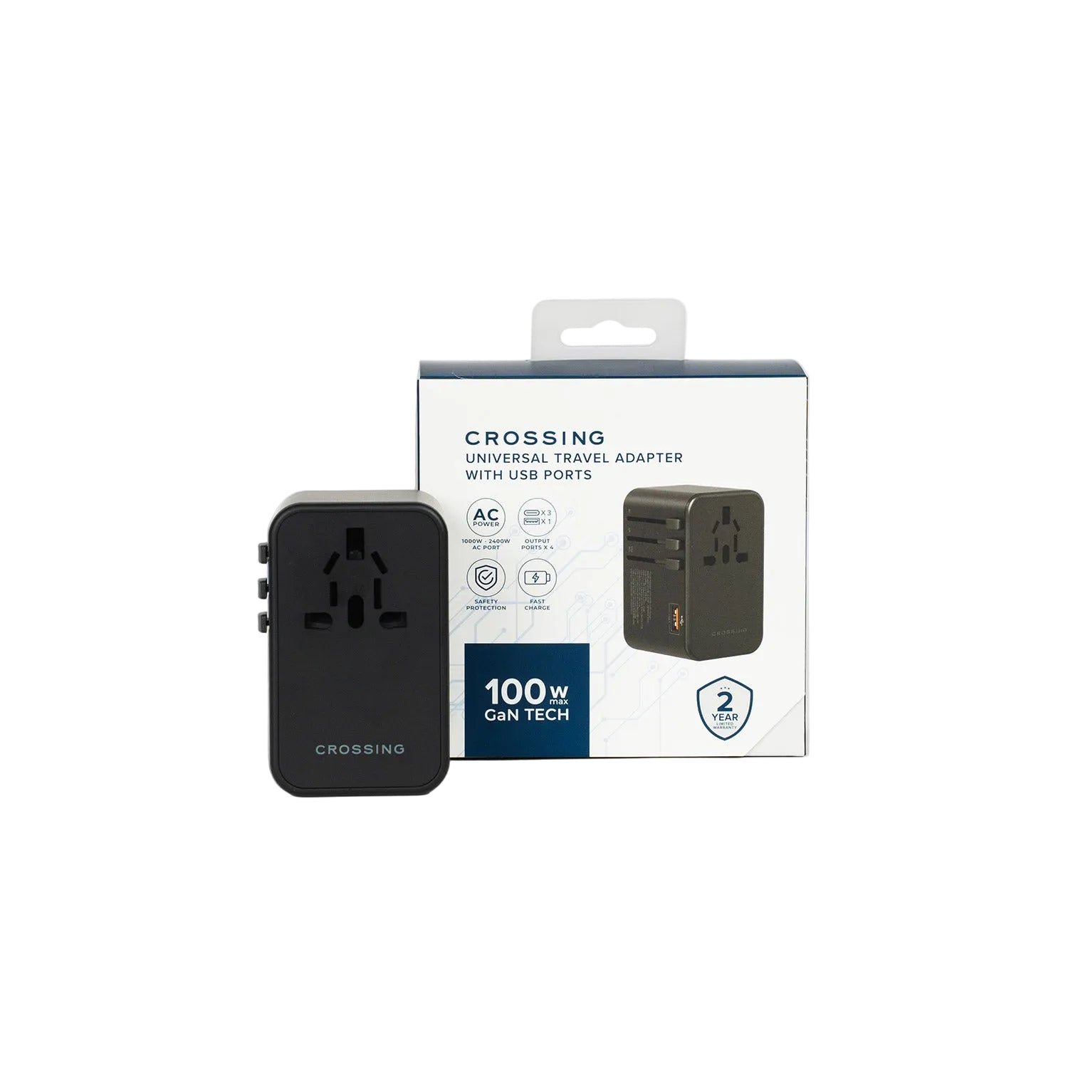 Crossing World Travel Adaptor 100W with 1 X USB-A + 3 X USB-C
