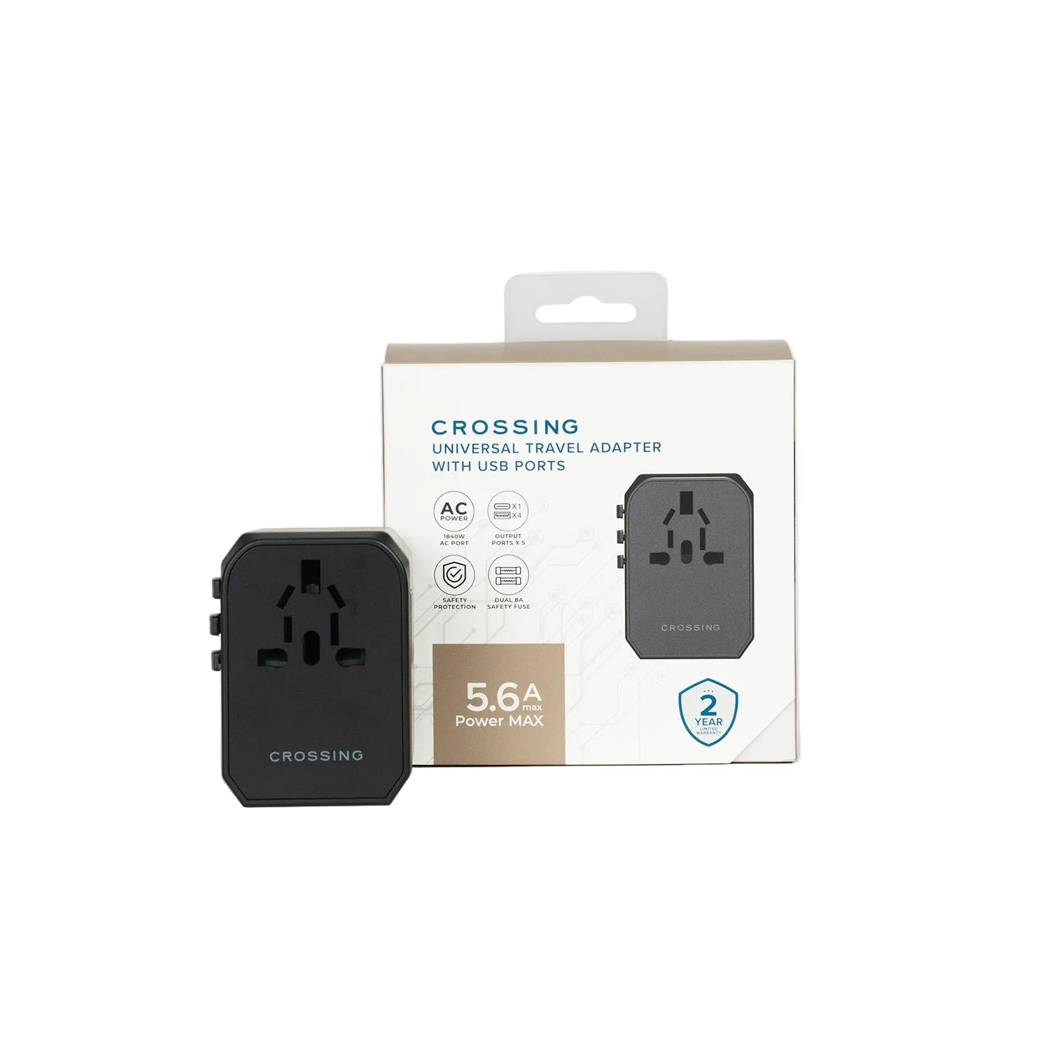 Crossing World Travel Adaptor with 4 X USB and 1 X USB-C