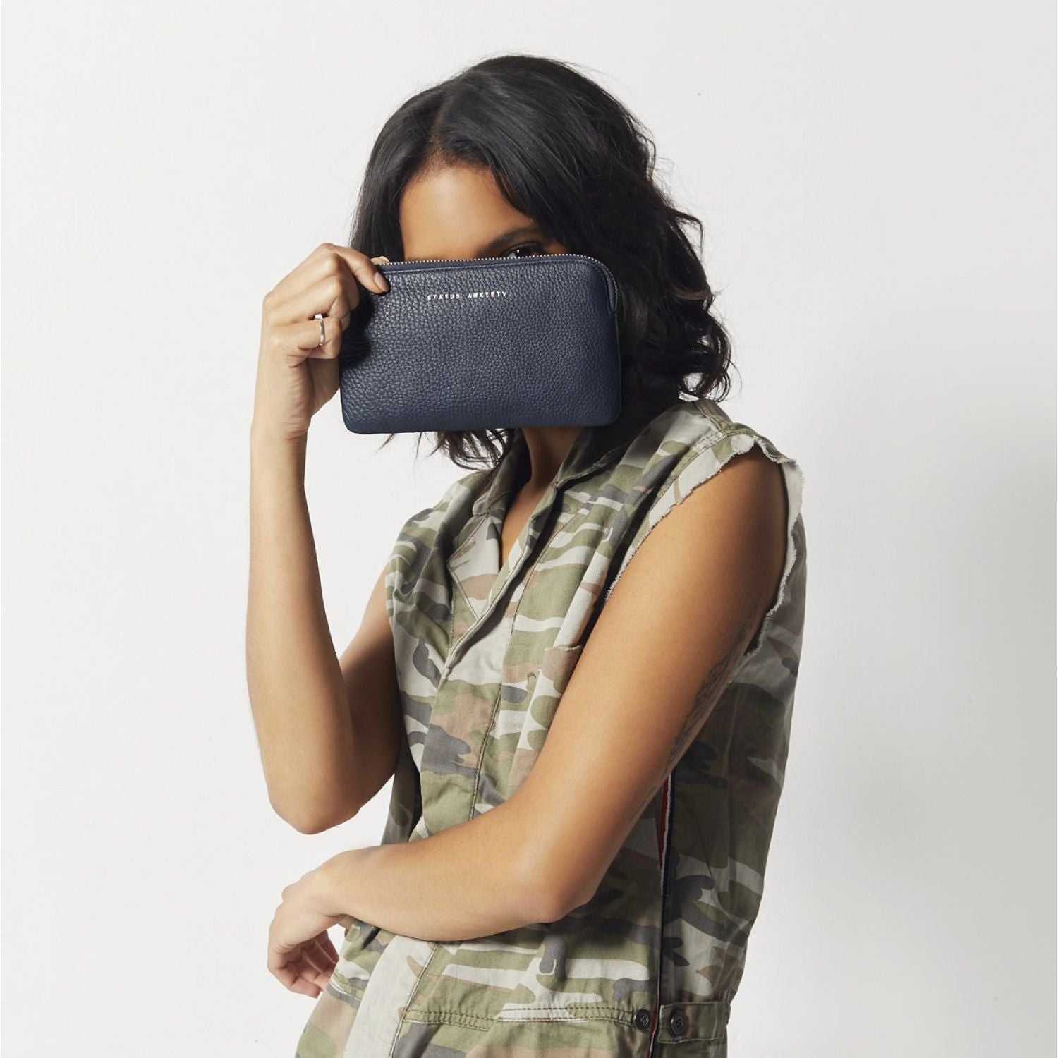 Status Anxiety Smoke And Mirrors Zip Leather Pouch