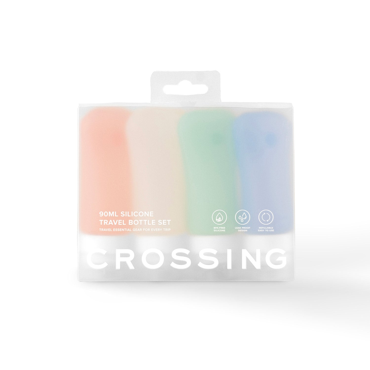 Crossing Silicone Leak Proof TSA Approved Travel Size Bottles 90ml (4 Pack)