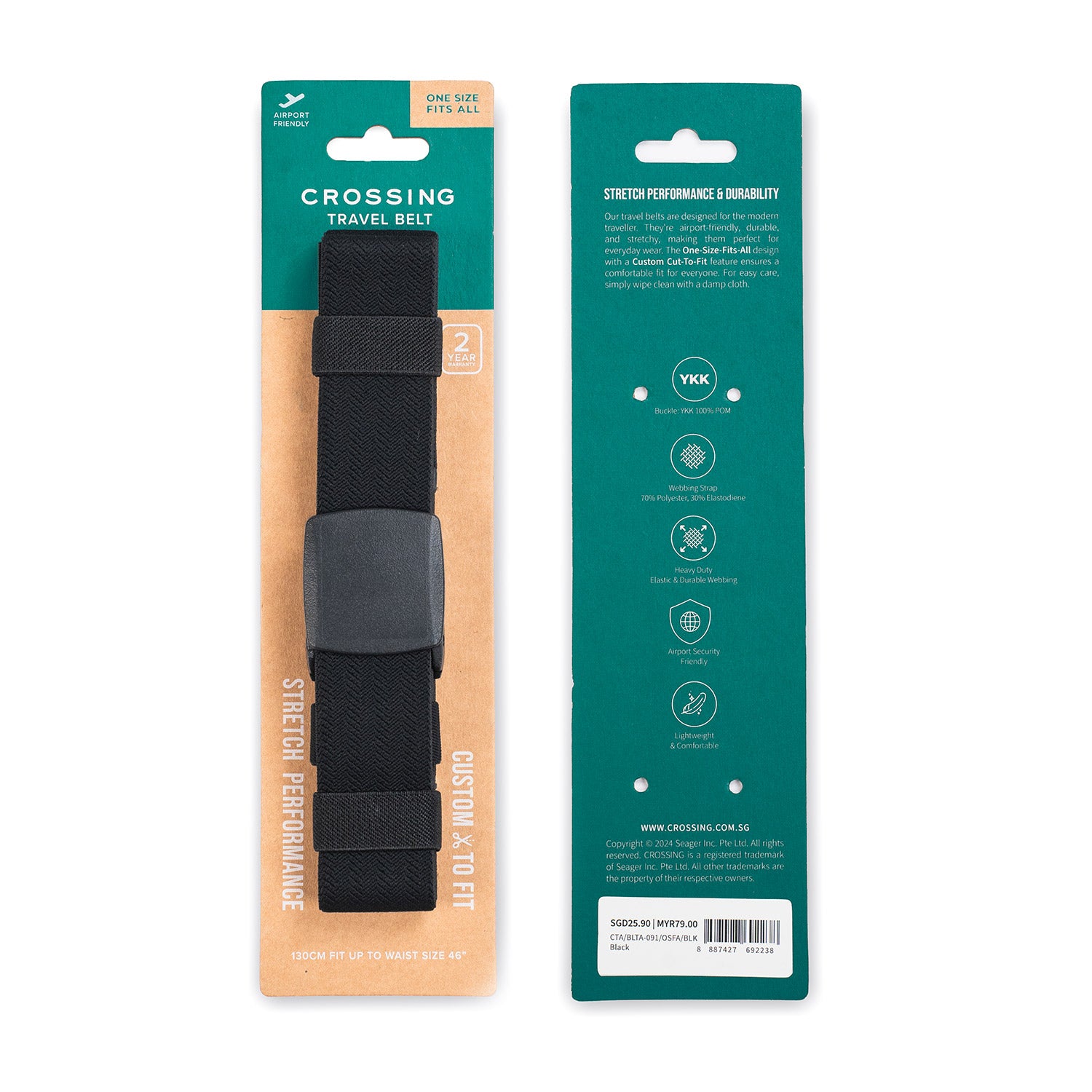 Crossing Travel Belt With Clip Buckle (One Size)