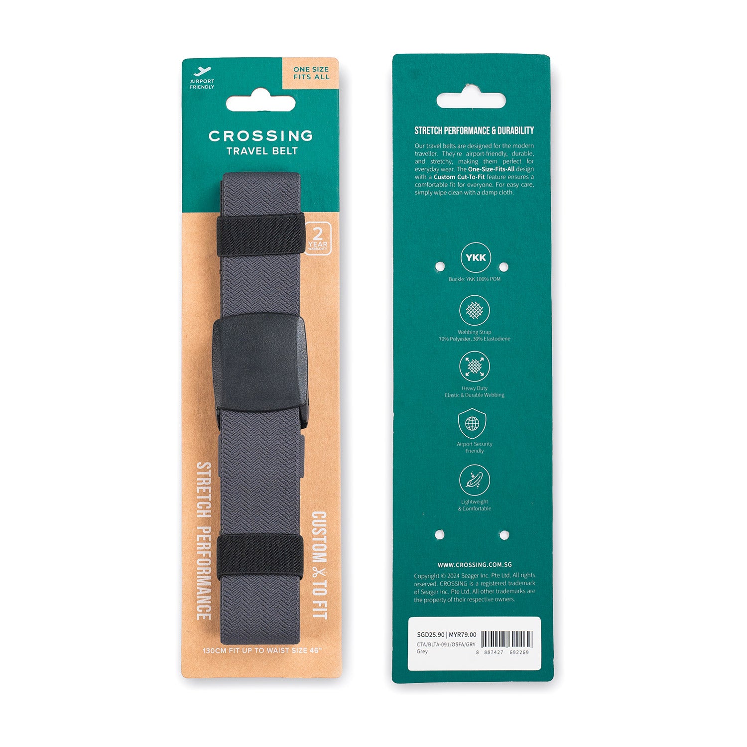 Crossing Travel Belt With Clip Buckle (One Size)