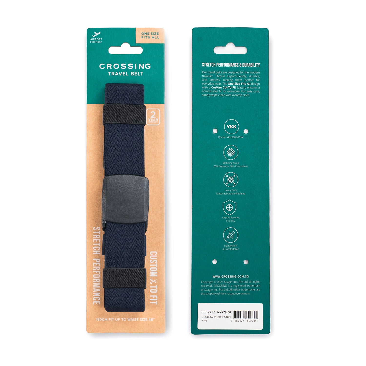 Crossing Travel Belt With Clip Buckle (One Size)