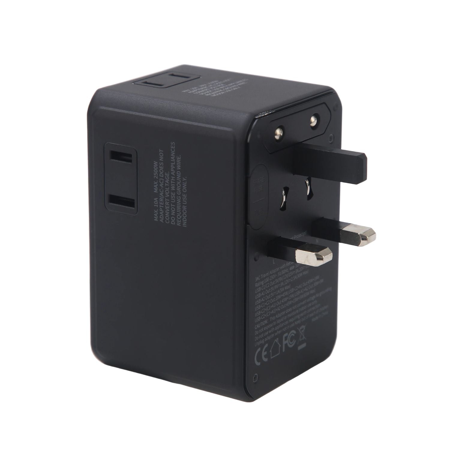 Crossing World Travel Adaptor 70W Pro With 2 X USB-A + 2 X USB-C With Built-In Type C Cable