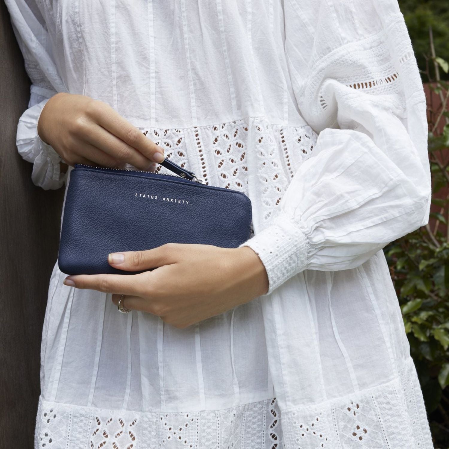 Status Anxiety Smoke And Mirrors Zip Leather Pouch