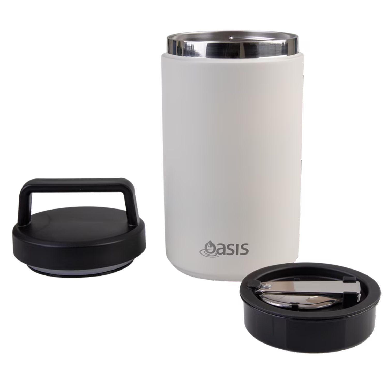 Oasis S/S Insulated Dual Compartment Food Jar W Handle And Spoon 700ML