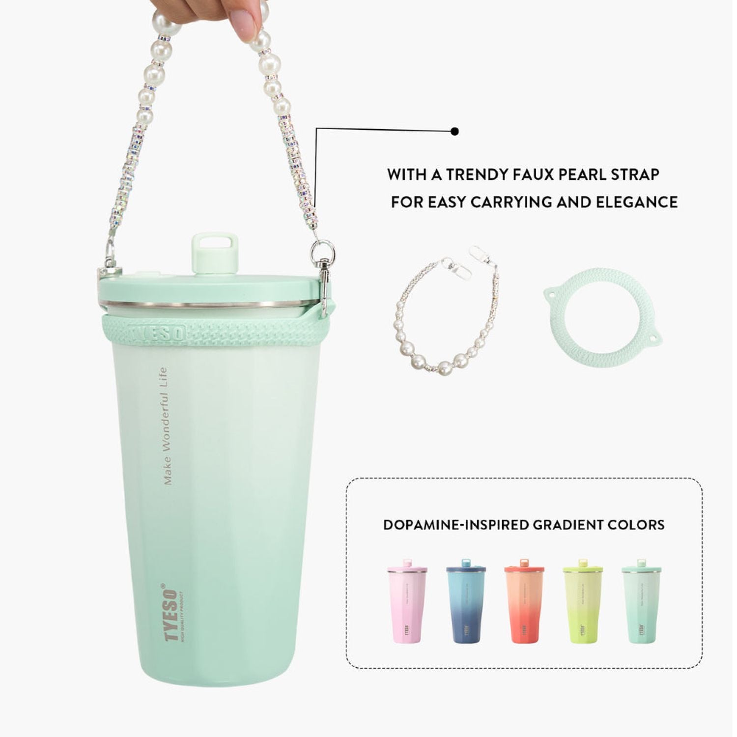 Tyeso Flaire 2.0 Retractable Straw S/S Vacuum Insulated Tumbler 470ML