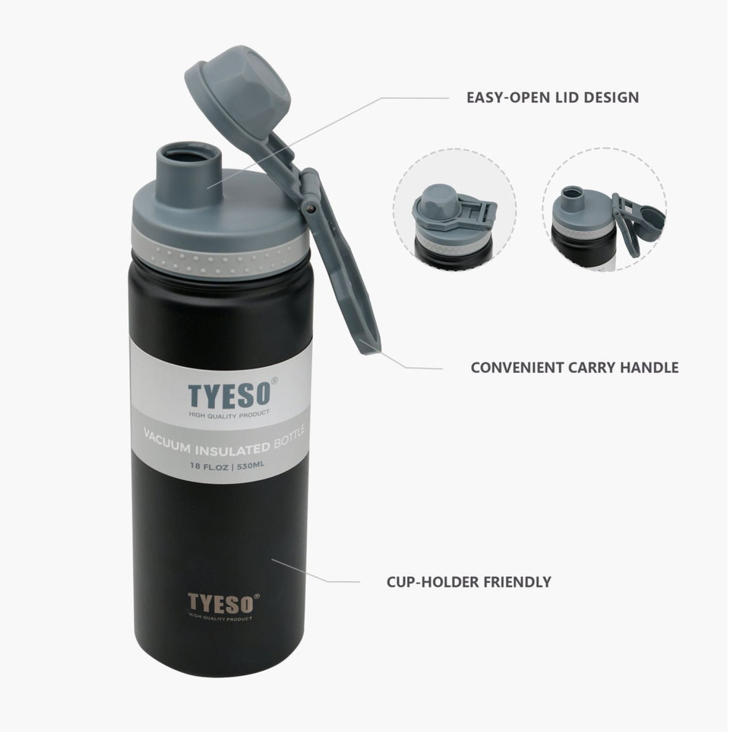 Tyeso Revive (Matte) S/S Vacuum Insulated Bottle With Handle 600ML