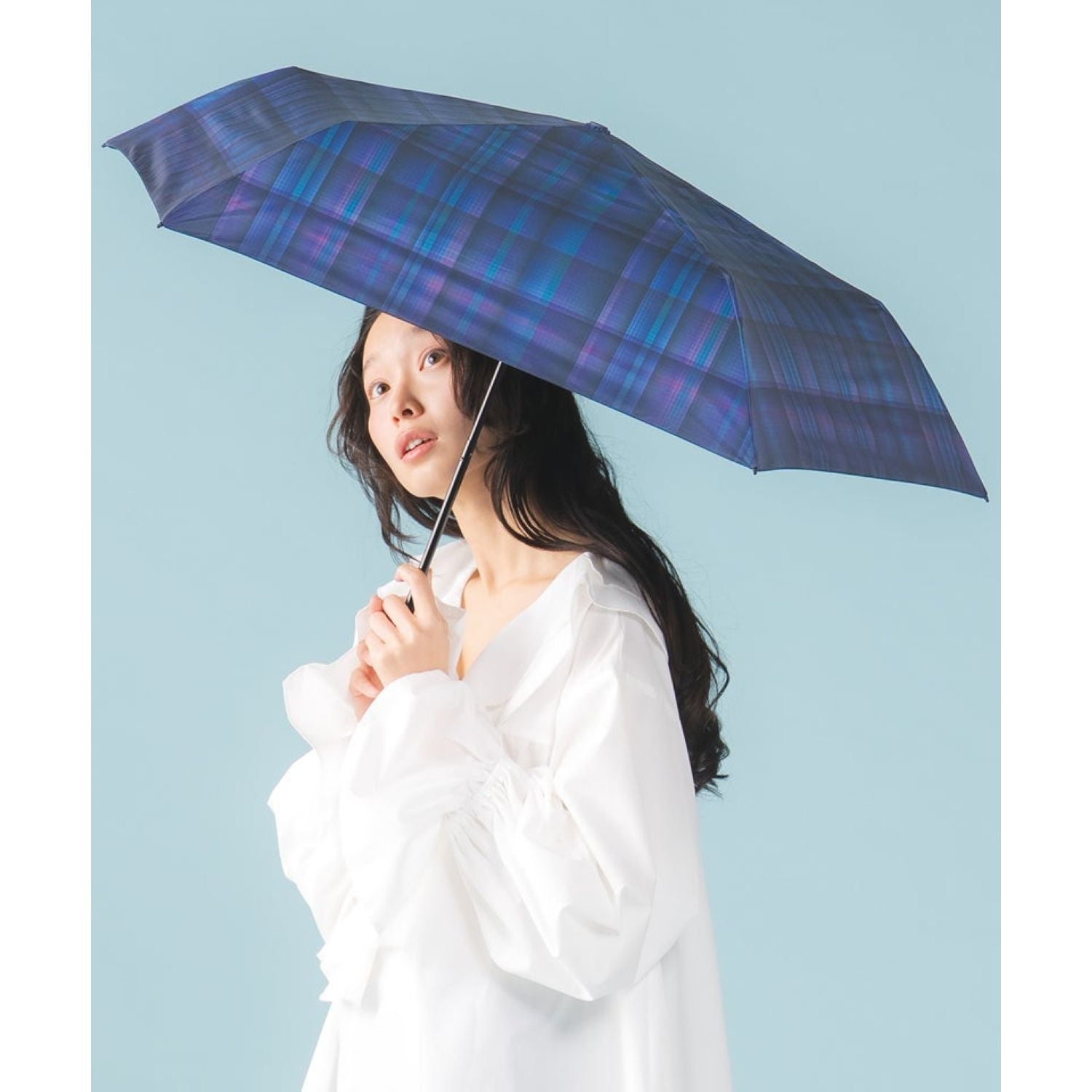 WPC Gradation Check Mini UV Protection UPF 50+ Umbrella 50cm
