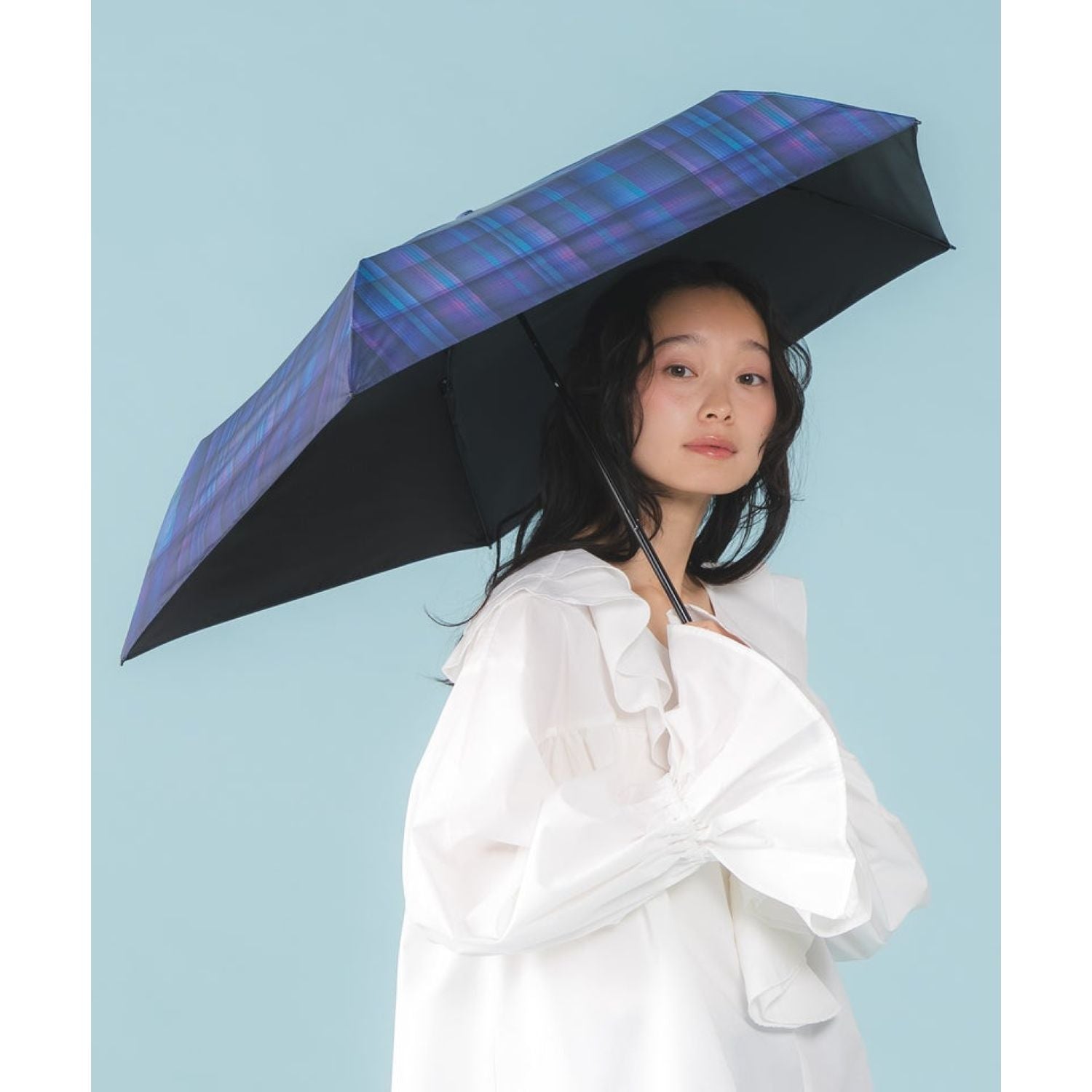 WPC Gradation Check Mini UV Protection UPF 50+ Umbrella 50cm
