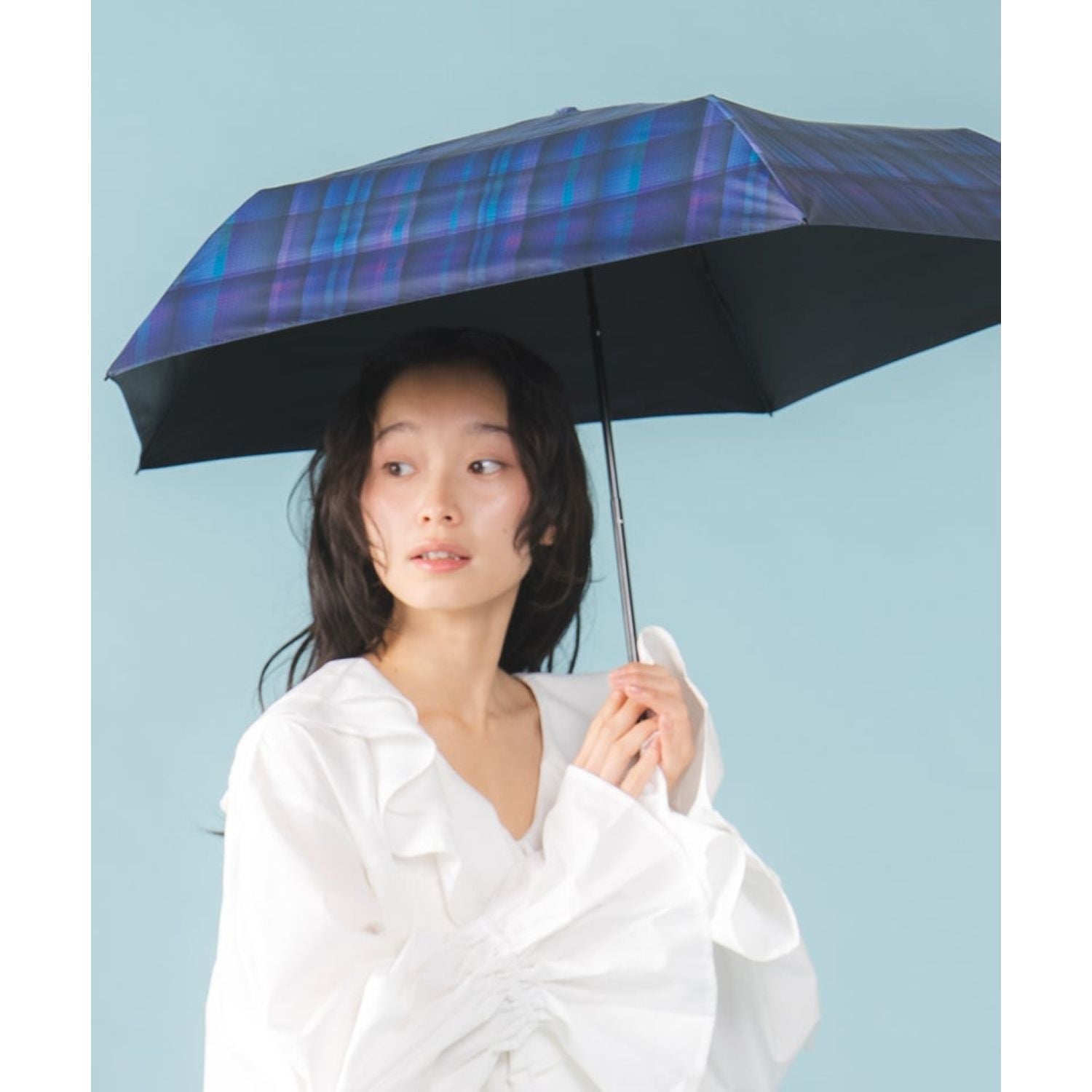 WPC Gradation Check Mini UV Protection UPF 50+ Umbrella 50cm