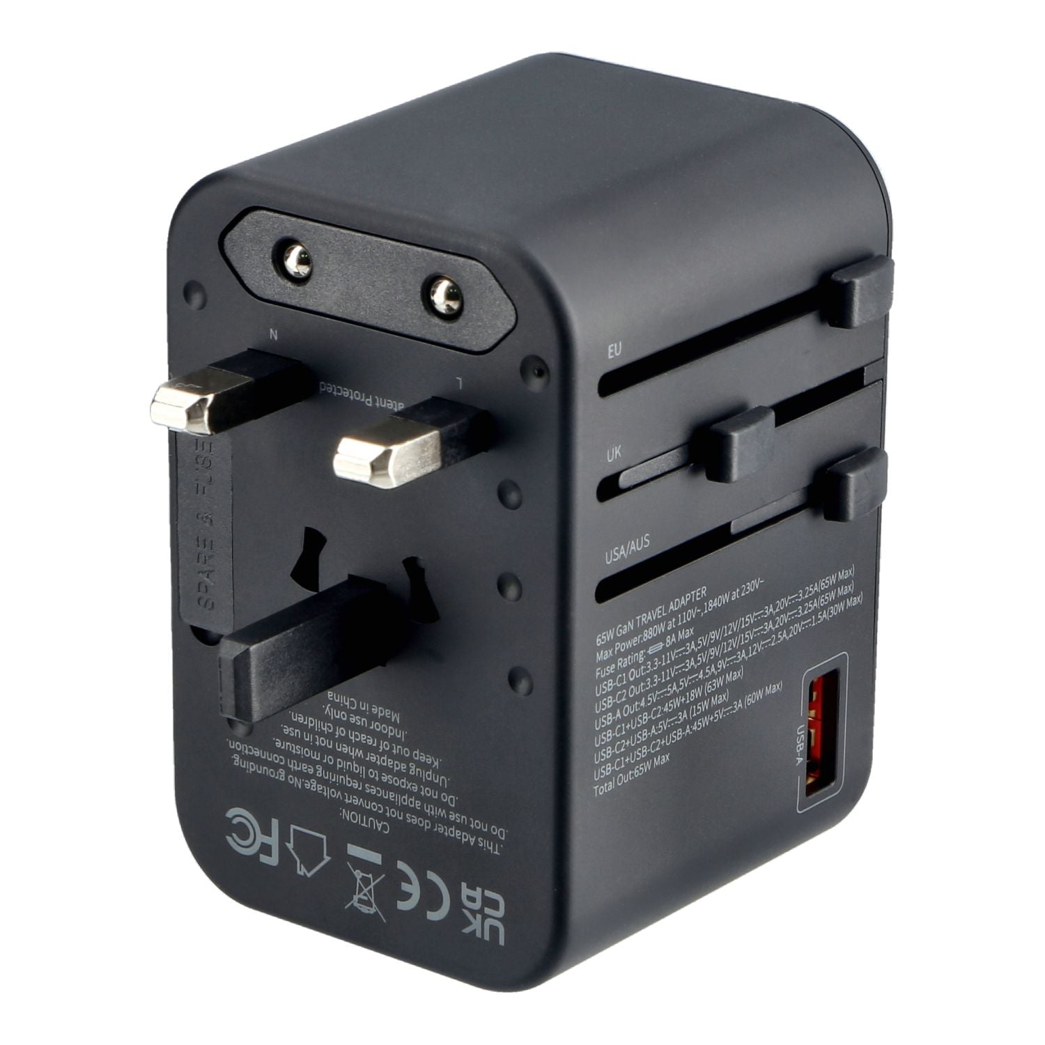 Crossing World Travel Adapter 65w With 2 USB C And 2 USB 3.0 A