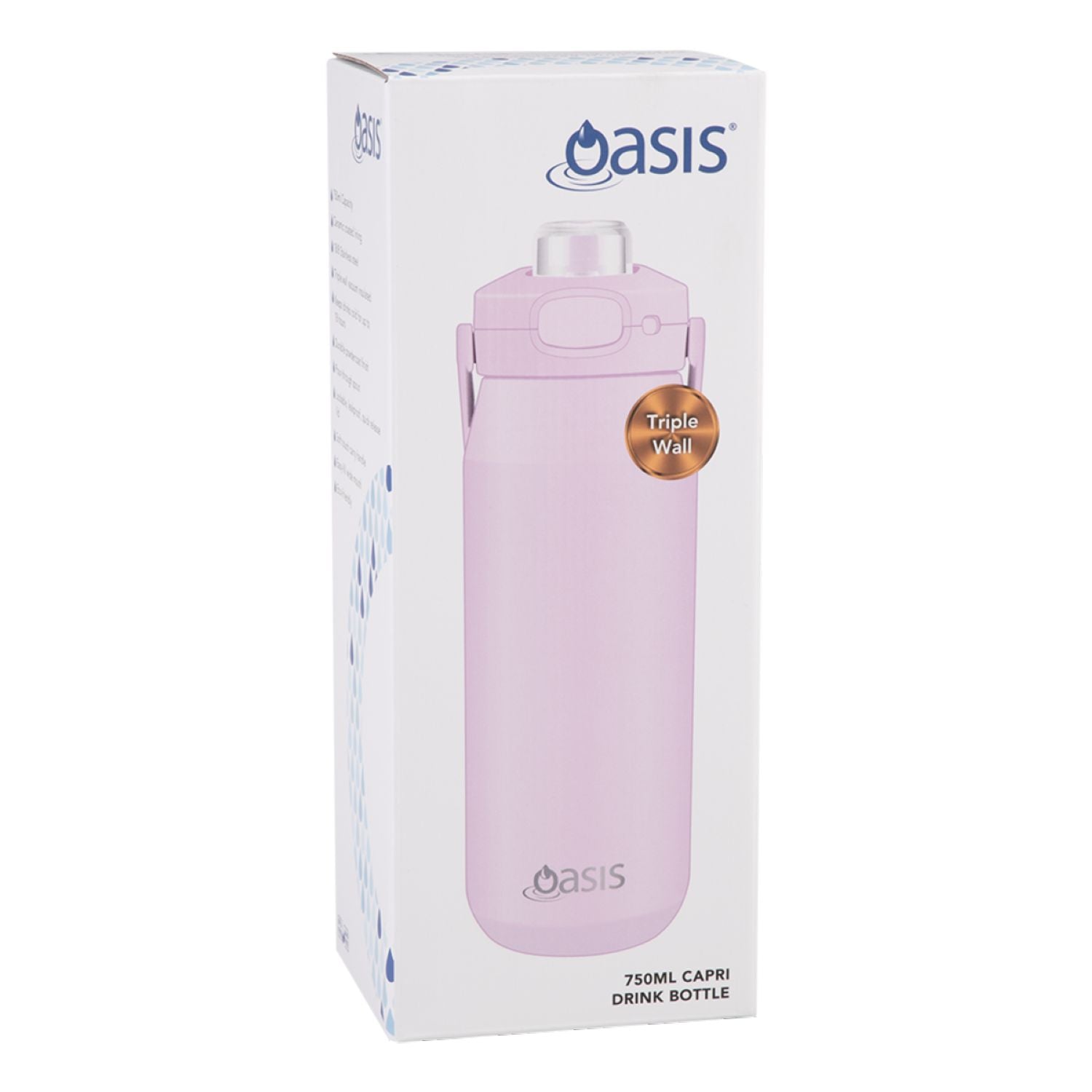 Oasis Ceramic Stainless Steel Triple Wall Capri Quick Release Drink Bottle 750ML