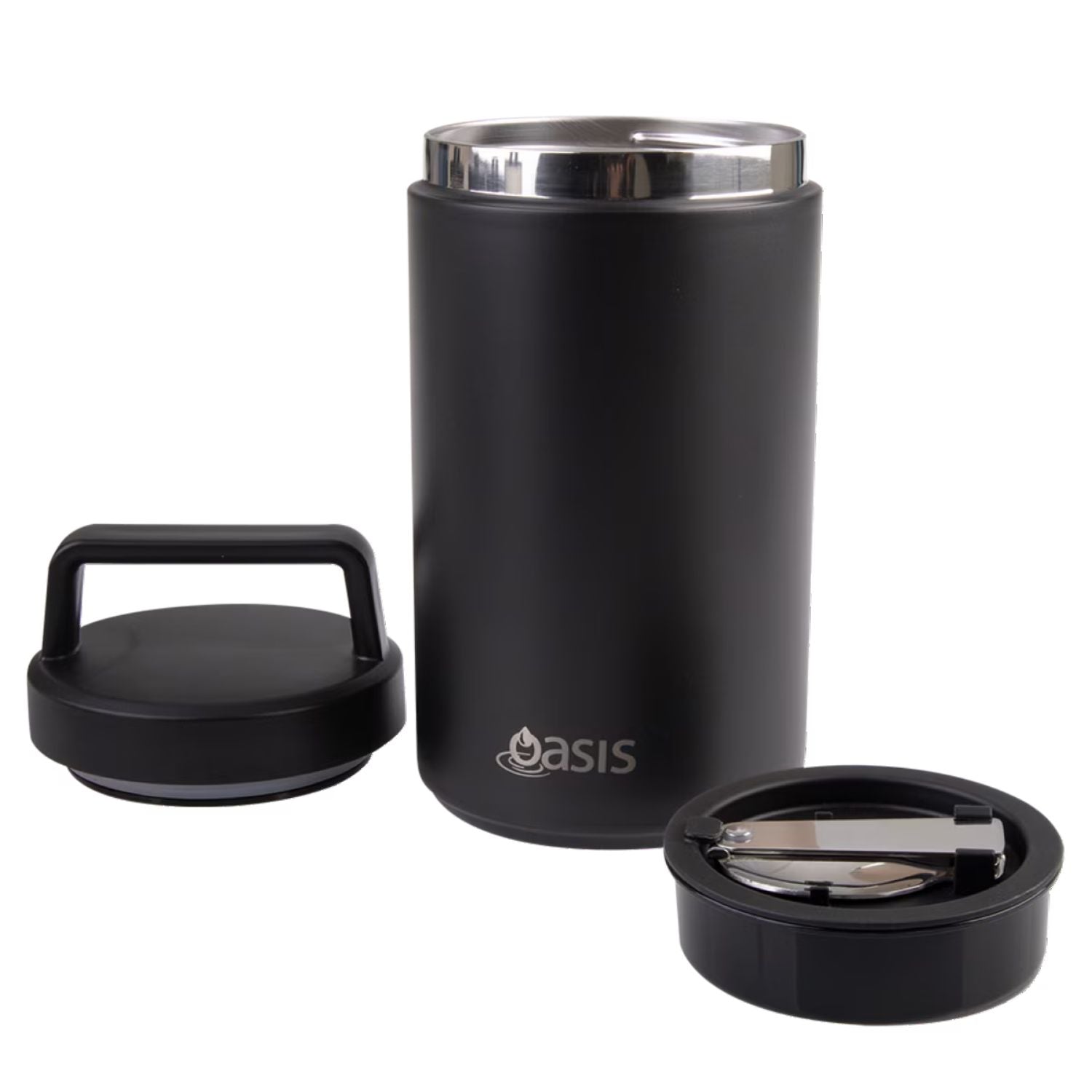 Oasis S/S Insulated Dual Compartment Food Jar W Handle And Spoon 700ML