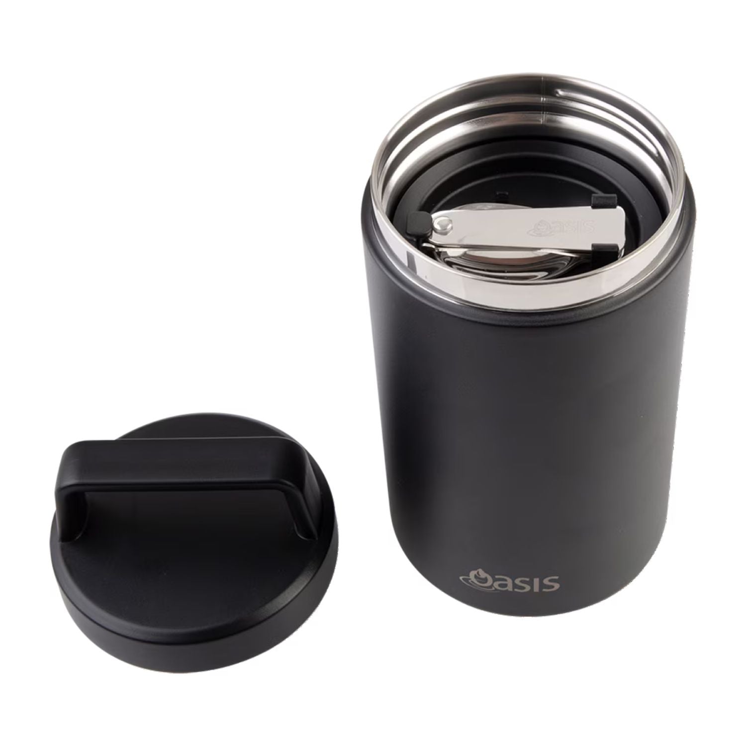 Oasis S/S Insulated Dual Compartment Food Jar W Handle And Spoon 700ML