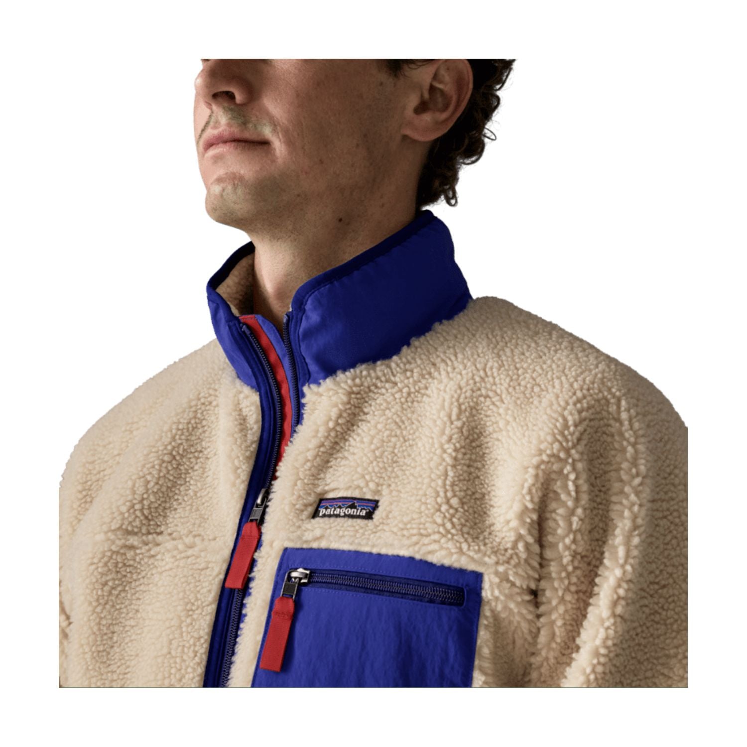 Patagonia Men's Classic Retro-X® Fleece Jacket (Dark Natural W/Cobalt Blue)