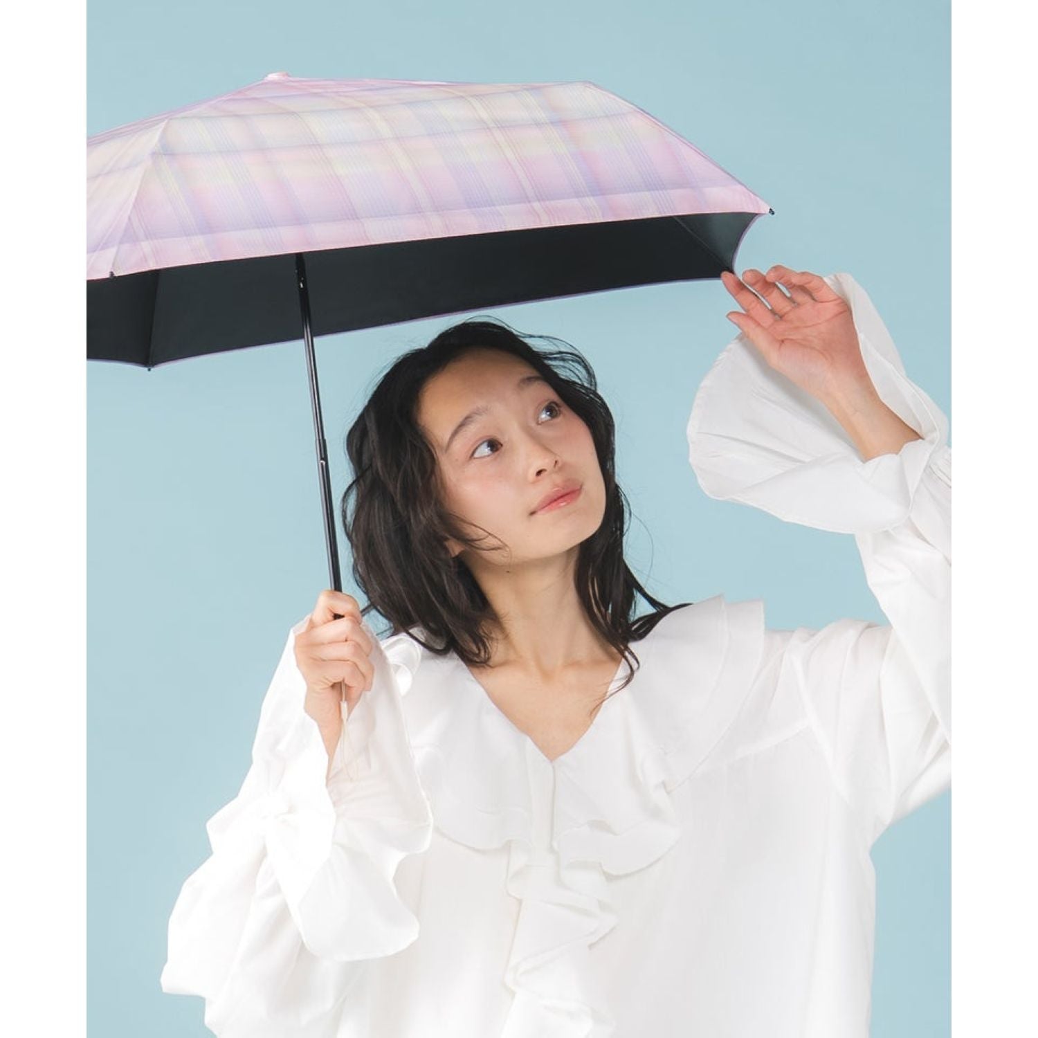WPC Gradation Check Mini UV Protection UPF 50+ Umbrella 50cm